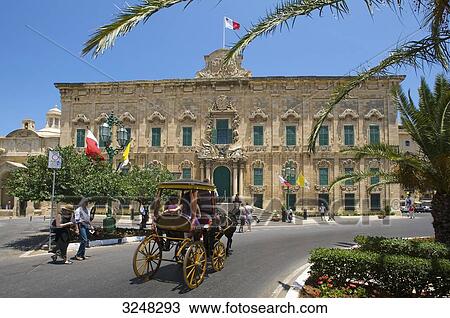 Stock Image - Auberge de Castille, Valletta, Malta . Fotosearch