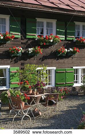 Stock Image - Barnyard, Hirschegg, Kleinwalsertal, Vorarlberg, Austria, Europe . Fotosearch