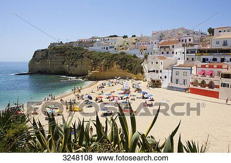 Stock Photo - Beach, Carvoeiro, Algarve, Portugal, . Fotosearch