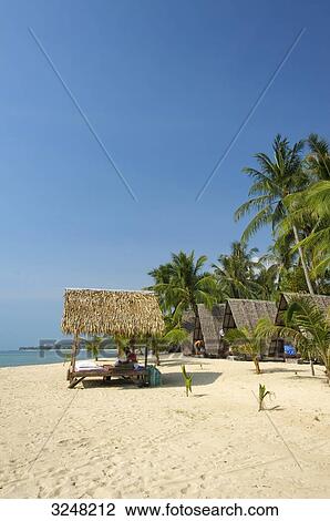 Stock Image - Beach huts, Lamai Beach, Ko Samui, Thailand . Fotosearch