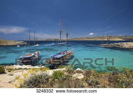 Stock Image - Blue lagoon, Comino, Malta . Fotosearch