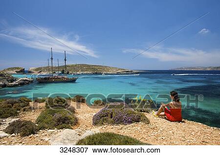 Blue Lagoon, Comino, Malta View Large Photo Image Stock Photo - Blue Lagoon, Comino, Malta . Fotosearch