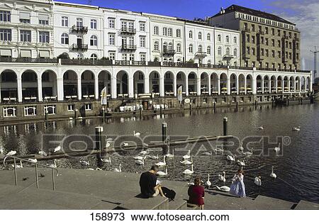 Building at waterfront, Elbe River, Hamburg, Germany View Large Photo Image Stock Image - Building at waterfront, Elbe River, Hamburg, Germany . Fotosearch