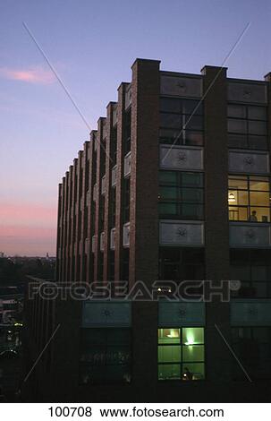 Stock Photo - Building lit up at night . Fotosearch