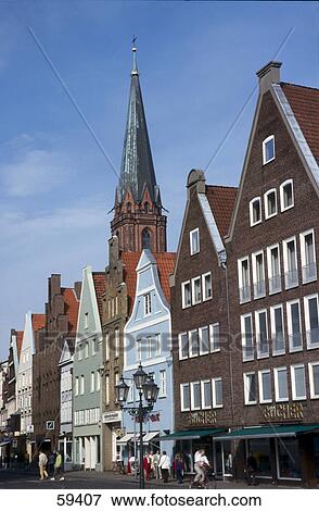 Buildings in row, Luneburg, Saxony, Germany, Europe View Large Photo Image Stock Photo - Buildings in row, Luneburg, Saxony, Germany, Europe . Fotosearch