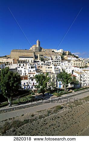 Buildings in town, Dalt Vila, Ibiza Town, Ibiza, Balearic Islands, Spain View Large Photo Image Stock Photo - Buildings in town, Dalt Vila, Ibiza Town, Ibiza, Balearic Islands, Spain . Fotosearch