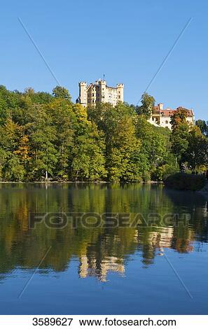 Stock Photo - Castle Hohenschwangau and Alpsee, Bavaria, Germany, Europe . Fotosearch