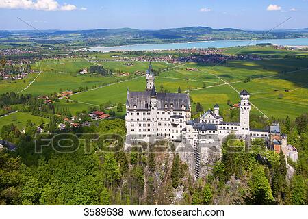 Stock Photo - Castle Neuschwanstein and Forggensee, Bavaria, Germany, Europe . Fotosearch