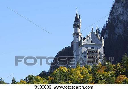 Stock Photograph - Castle Neuschwanstein, Bavaria, Germany, Europe . Fotosearch