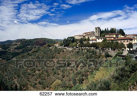 Stock Photo - Castle on hill, Tuscany, Italy, Europe . Fotosearch