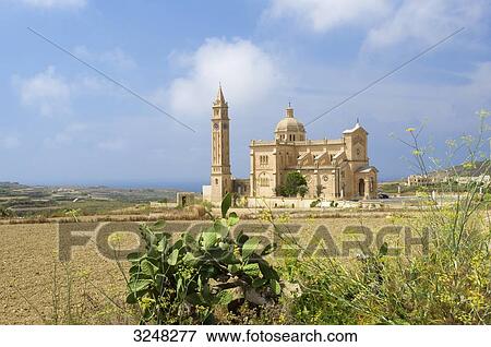 Cathedral, Ta Pinu, Gozo, Malta View Large Photo Image Stock Photo - Cathedral, Ta Pinu, Gozo, Malta . Fotosearch