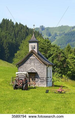 Picture - Chapel between Wertach and Oberjoch, Allgaeu, Bavaria, Germany, Europe . Fotosearch