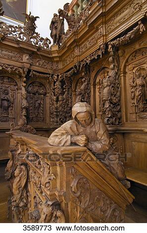 Stock Image - Choir stalls, Kartaeuserkloster Buxheim, Memmingen, Bavaria, Germany, Europe . Fotosearch