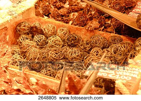 Christmas ornaments at market stall View Large Photo Image Stock Photography - Christmas ornaments at market stall . Fotosearch