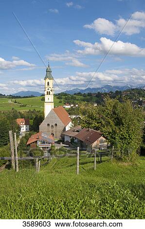 Stock Image - Church, Berg, Pfronten, Bavaria, Germany, Europe . Fotosearch