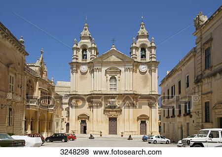 Stock Photo - Church, Mdina, Malta . Fotosearch