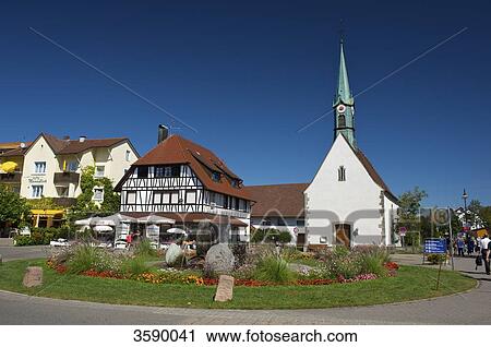 Stock Image - Church, Uhldingen-Muehlhofen, Baden-Wuerttemberg, Germany, Europe . Fotosearch