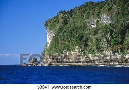 Stock Image - Cliff at coast, Tonga . Fotosearch