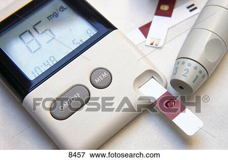 Close-up of blood sugar test View Large Photo Image Stock Photo - Close-up of blood sugar test . Fotosearch