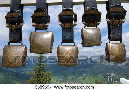 Stock Photo - Cowbells at Neunerkoepfle, Allgaeu Alps, Tyro, Austria, Europe . Fotosearch