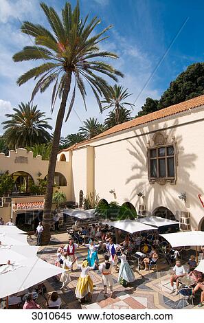 Dancers in traditional costumes, Las Palmas, Gran Canaria, Canary Islands, Spain, High angle view View Large Photo Image Stock Photography - Dancers in traditional costumes, Las Palmas, Gran Canaria, Canary Islands, Spain, High angle view . Fotosearch