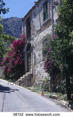 Stock Image - Empty road in village, Lapta, Turkish Republic of Northern Cyprus . Fotosearch