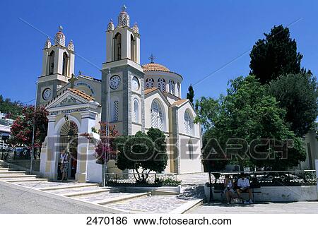 Facade of church, Siana, Rhodes, Dodecanese Islands, Greece View Large Photo Image Stock Photograph - Facade of church, Siana, Rhodes, Dodecanese Islands, Greece . Fotosearch