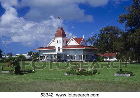 Stock Image - Facade of palace, Royal Palace, Tonga . Fotosearch