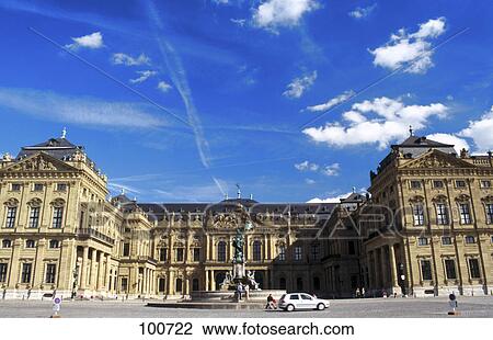 Stock Image - Facade of palace, Wurzburg Residence, Franconia, Bavaria, Germany . Fotosearch