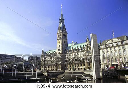 Facade of town hall, Rathausmarkt, Hamburg, Germany View Large Photo Image Picture - Facade of town hall, Rathausmarkt, Hamburg, Germany . Fotosearch