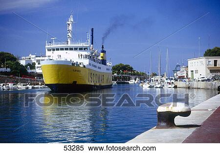 Stock Photography - Ferry at harbor, Majorca, Balearic Islands, Spain . Fotosearch