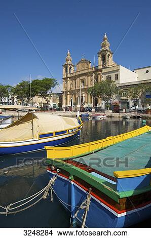Fishing boats, Msida Creek, Valletta, Malta  View Large Photo Image Picture - Fishing boats, Msida Creek, Valletta, Malta . Fotosearch