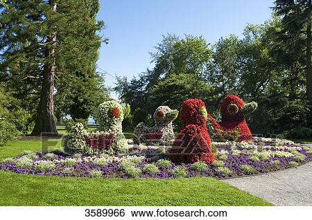 Stock Photograph - Flower sculptures, Mainau, Baden-Wuerttemberg, Germany, Europe . Fotosearch