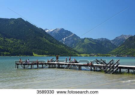 Stock Image - Footbridge at Achensee, Tyrol, Austria, Europe . Fotosearch