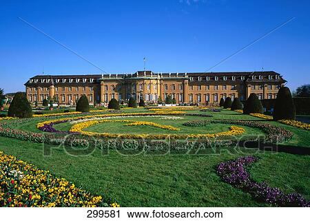 Stock Image - Formal garden in front of palace, Ludwigsburg Palace, Baden-Wurttemberg, Germany . Fotosearch
