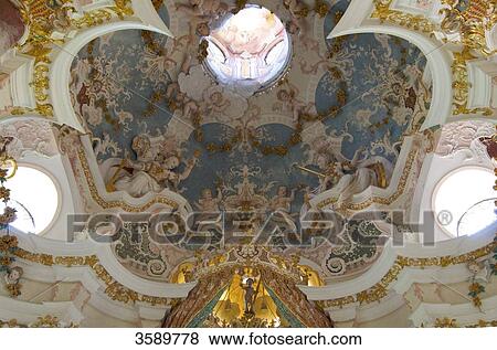 Stock Photo - Frescoes, Kartaeuserkloster Buxheim, Memmingen, Bavaria, Germany, Europe . Fotosearch