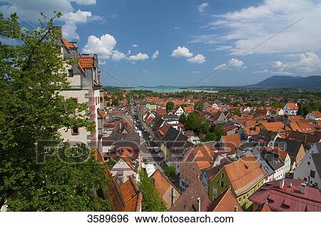 Stock Photograph - Fuessen with Forggensee, Bavaria, Germany, Europe . Fotosearch
