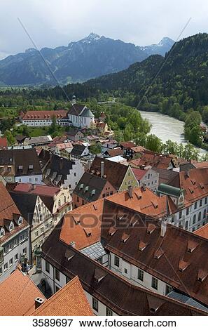 Stock Photo - Fuessen with Lech, Bavaria, Germany, Europe . Fotosearch