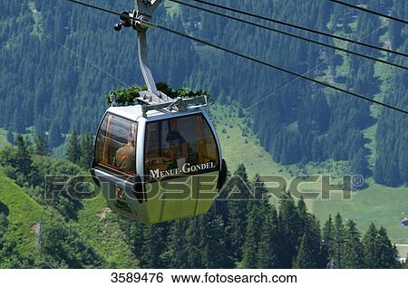 Stock Photograph - Gondola, Kanzelwandbahn, Kleinwalsertal, Vorarlberg, Tyrol, Austria, Europe . Fotosearch