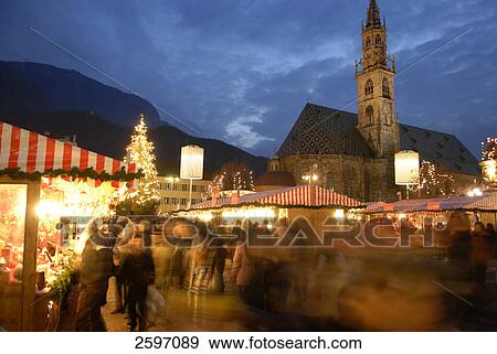 Group of people at Christmas market, Trentino-Alto Adige, Italy View Large Photo Image Stock Photo - Group of people at Christmas market, Trentino-Alto Adige, Italy . Fotosearch
