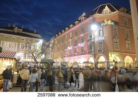 Group of people at market, Trentino-Alto Adige, Italy View Large Photo Image Stock Photo - Group of people at market, Trentino-Alto Adige, Italy . Fotosearch