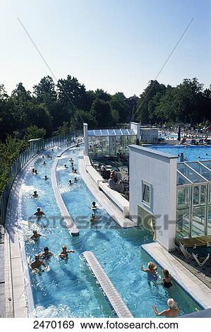 Group of people in swimming pool, Europa Therme, Bad Fussing, Lower Bavaria, Bavaria, Germany  View Large Photo Image Stock Photo - Group of people in swimming pool, Europa Therme, Bad Fussing, Lower Bavaria, Bavaria, Germany . Fotosearch