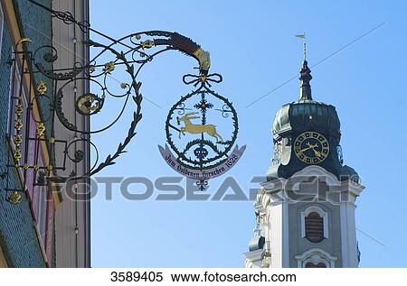 Stock Photography - Guesthouse sign, Lindenberg im Allgaeu, Bavaria, Germany, Europe . Fotosearch