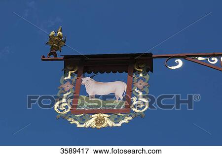Stock Photo - Guild sign, Wangen im Allgaeu, Baden-Wuerttemberg, Germany, Europe . Fotosearch