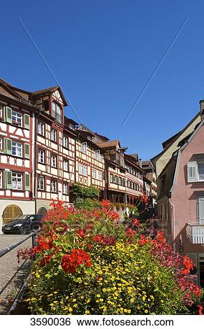 Half-timbered houses, Meersburg, Baden-Württemberg, Germany, Europe View Large Photo Image Stock Photograph - Half-timbered houses, Meersburg, Baden-Württemberg, Germany, Europe . Fotosearch