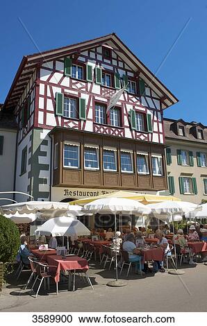 Stock Image - Half-timbered houses, Stein am Rhein, Kanton Schaffhausen, Switzerland, Europe . Fotosearch
