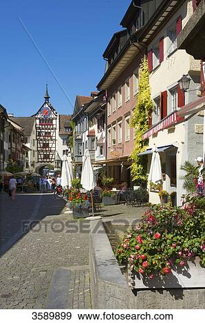 Stock Photo - Half-timbered houses, Stein am Rhein, Kanton Schaffhausen, Switzerland, Europe . Fotosearch