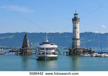 Stock Image - Harbour, Lake Constance, Lindau, Bavaria, Germany, Europe . Fotosearch