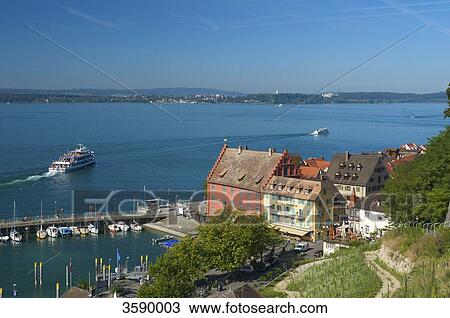 Stock Image - Harbour, Meersburg, Baden-Württemberg, Germany, Europe . Fotosearch