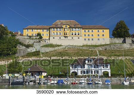 Stock Image - Harbour, Meersburg, Baden-Württemberg, Germany, Europe . Fotosearch